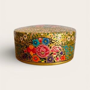 Novice Hand-Painted Floral Papier-mâché Box